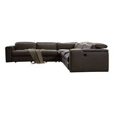 darrahopens Furniture > Sofas Corner Sofa Square Wedge Finest Genuine Leather Grey Electric Recliner Storage Drawer with 2x Cup Holders Lounge Set for Living Room
