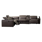 darrahopens Furniture > Sofas Corner Sofa Square Wedge Finest Genuine Leather Grey Electric Recliner Storage Drawer with 2x Cup Holders Lounge Set for Living Room