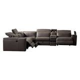 darrahopens Furniture > Sofas Corner Sofa Square Wedge Finest Genuine Leather Grey Electric Recliner Storage Drawer with 2x Cup Holders Lounge Set for Living Room