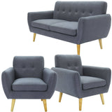 Darrahopens Furniture > Sofas Dane 3 + 1 + 1 Seater Fabric Upholstered Sofa Armchair Lounge Couch - Dark Grey