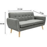 Darrahopens Furniture > Sofas Dane 3 + 1 + 1 Seater Fabric Upholstered Sofa Armchair Lounge Couch - Mid Grey