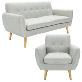 Darrahopens Furniture > Sofas Dane 3 + 1 Seater Fabric Upholstered Sofa Armchair Lounge Couch - Light Grey