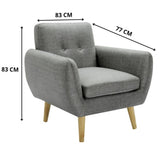 Darrahopens Furniture > Sofas Dane 3 + 1 Seater Fabric Upholstered Sofa Armchair Lounge Couch - Mid Grey