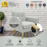 Darrahopens Furniture > Sofas Dane Single Seater Fabric Upholstered Sofa Armchair Set of 2 - Light Grey