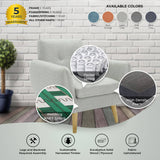 Darrahopens Furniture > Sofas Dane Single Seater Fabric Upholstered Sofa Armchair Set of 2 - Light Grey