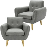Darrahopens Furniture > Sofas Dane Single Seater Fabric Upholstered Sofa Armchair Set of 2 - Mid Grey