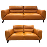 Darrahopens Furniture > Sofas Downy  Genuine Leather Sofa Set 3 + 2 Seater Upholstered Lounge Couch Tangerine