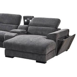 Darrahopens Furniture > Sofas Grey Colour Corner Sofa Chaise Premium Fabric Electric Recliner With Manual Headrest Cup-Holder Charging Point Lighting