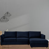 Darrahopens Furniture > Sofas Kennedi 2 Seater Velvet Fabric Corner Sofa Lounge RHF Chaise - Navy