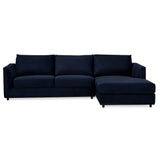 Darrahopens Furniture > Sofas Kennedi 2 Seater Velvet Fabric Corner Sofa Lounge RHF Chaise - Navy
