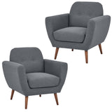 Darrahopens Furniture > Sofas Lilliana Set of 2 Sofa Arm Chair Fabric Uplholstered Lounge Couch - Dark Grey