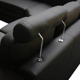 darrahopens Furniture > Sofas Lounge Set Luxurious 6 Seater Faux Leather Corner Sofa Living Room Couch in Black with 2x Ottomans