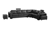 darrahopens Furniture > Sofas Lounge Set Luxurious 6 Seater Faux Leather Corner Sofa Living Room Couch in Black with 2x Ottomans