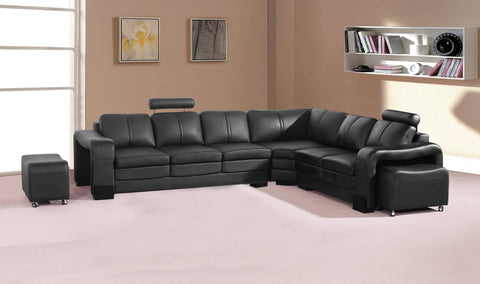 darrahopens Furniture > Sofas Lounge Set Luxurious 6 Seater Faux Leather Corner Sofa Living Room Couch in Black with 2x Ottomans