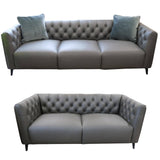 Darrahopens Furniture > Sofas Luxe 2pc Genuine Forli Leather Sofa Set 2.5-3.5 Seater  Lounge Couch -Dark Grey