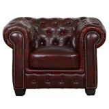 Darrahopens Furniture > Sofas Max Chesterfield 1+2+3 Seater Sofa Set Lounge Genuine Leather Antique Red