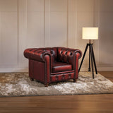 Darrahopens Furniture > Sofas Max Chesterfield 1+2+3 Seater Sofa Set Lounge Genuine Leather Antique Red