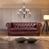 Darrahopens Furniture > Sofas Max Chesterfield 1+2+3 Seater Sofa Set Lounge Genuine Leather Antique Red