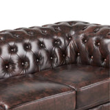 Darrahopens Furniture > Sofas Max Chesterfield 2 Seater Sofa Lounge Genuine Leather Antique Brown