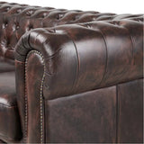 Darrahopens Furniture > Sofas Max Chesterfield 2 Seater Sofa Lounge Genuine Leather Antique Brown