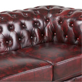 Darrahopens Furniture > Sofas Max Chesterfield 2 Seater Sofa Lounge Genuine Leather Antique Red