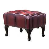 Darrahopens Furniture > Sofas Max Chesterfield Ottoman Footstool Genuine Leather Antique Red