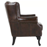 Darrahopens Furniture > Sofas Max Chesterfield Winged Armchair Ottoman Footstool Sofa Leather Antique Brown