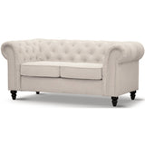 Darrahopens Furniture > Sofas Mellowly 2 Seater Sofa Fabric Uplholstered Chesterfield Lounge Couch - Beige