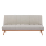 Darrahopens Furniture > Sofas Monroe 3 Seater Sofa Futon Bed Fabric Lounge Couch - Beige