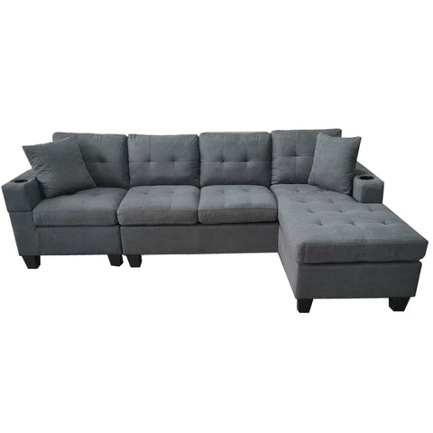 Darrahopens Furniture > Sofas MONTANA REVERSIBLE SOFA COUCH SUITE MODULAR CORNER 4 SEATER SET SECTIONAL - DARK