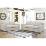 Darrahopens Furniture > Sofas Plushy 3 Seater Sofa Fabric Uplholstered Lounge Couch - Stone