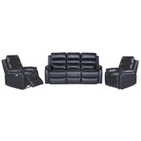 Darrahopens Furniture > Sofas Royal 3pc 5 Seater Leather Electric Recliner Home Theatre Sofa Lounge Set Black