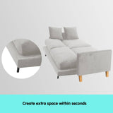 Darrahopens Furniture > Sofas Sarantino 3 Seater Faux Velvet Sofa Bed Couch Furniture Light Grey