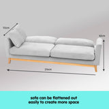 Darrahopens Furniture > Sofas Sarantino 3 Seater Faux Velvet Sofa Bed Couch Furniture Light Grey