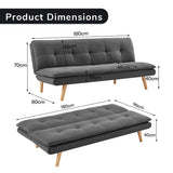 Darrahopens Furniture > Sofas Sarantino 3 Seater Linen Sofa Bed Couch Lounge Futon - Dark Grey