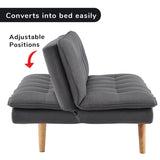 Darrahopens Furniture > Sofas Sarantino 3 Seater Linen Sofa Bed Couch Lounge Futon - Dark Grey