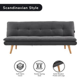 Darrahopens Furniture > Sofas Sarantino 3 Seater Linen Sofa Bed Couch Lounge Futon - Dark Grey