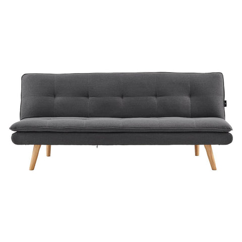 Darrahopens Furniture > Sofas Sarantino 3 Seater Linen Sofa Bed Couch Lounge Futon - Dark Grey