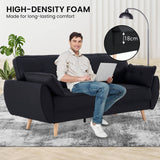 Darrahopens Furniture > Sofas Sarantino 3 Seater Modular Linen Fabric Sofa Bed Couch Futon Suite - Black