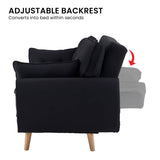 Darrahopens Furniture > Sofas Sarantino 3 Seater Modular Linen Fabric Sofa Bed Couch Futon Suite - Black