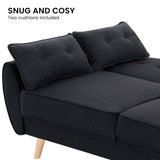 Darrahopens Furniture > Sofas Sarantino 3 Seater Modular Linen Fabric Sofa Bed Couch Futon Suite - Black