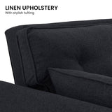 Darrahopens Furniture > Sofas Sarantino 3 Seater Modular Linen Fabric Sofa Bed Couch Futon Suite - Black