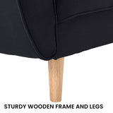 Darrahopens Furniture > Sofas Sarantino 3 Seater Modular Linen Fabric Sofa Bed Couch Futon Suite - Black