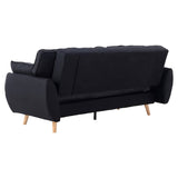 Darrahopens Furniture > Sofas Sarantino 3 Seater Modular Linen Fabric Sofa Bed Couch Futon Suite - Black