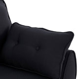 Darrahopens Furniture > Sofas Sarantino 3 Seater Modular Linen Fabric Sofa Bed Couch Futon Suite - Black
