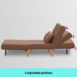Darrahopens Furniture > Sofas Sarantino Adjustable Chair Single Sofa Bed Faux Linen - Brown