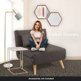 Darrahopens Furniture > Sofas Sarantino Adjustable Chair Single Sofa Bed Faux Linen - Brown