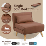 Darrahopens Furniture > Sofas Sarantino Adjustable Chair Single Sofa Bed Faux Linen - Brown