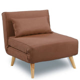 Darrahopens Furniture > Sofas Sarantino Adjustable Chair Single Sofa Bed Faux Linen - Brown