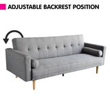 Darrahopens Furniture > Sofas Sarantino Madison Sofa Bed Lounge Couch Futon Furniture Home Light Grey Linen Suite